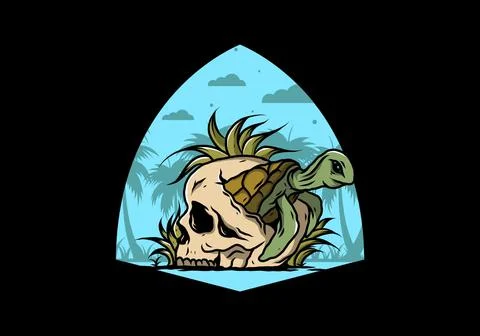 Sea turtle in the skull illustration Stock Illustration