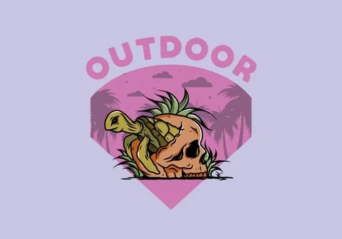 Sea turtle in the skull illustration Stock Illustration