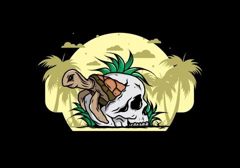 Sea turtle in the skull illustration Stock Illustration