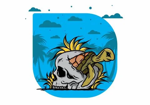 Sea turtle in the skull illustration Stock Illustration