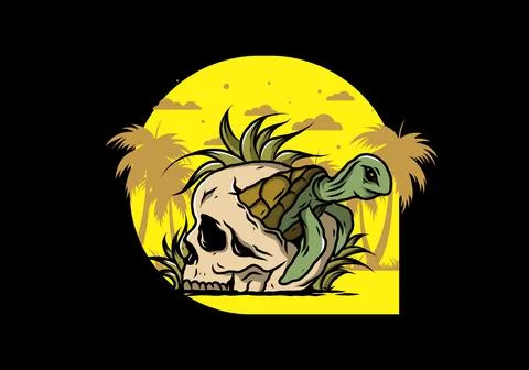 Sea turtle in the skull illustration Stock Illustration