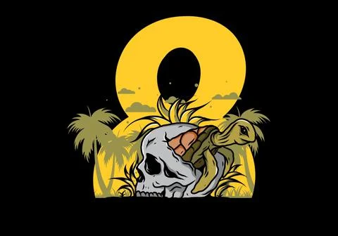Sea turtle in the skull illustration Stock Illustration