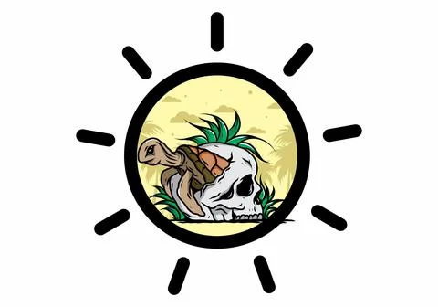 Sea turtle in the skull illustration Stock Illustration