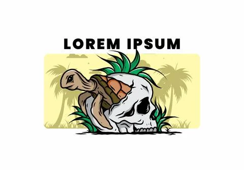 Sea turtle in the skull illustration Stock Illustration