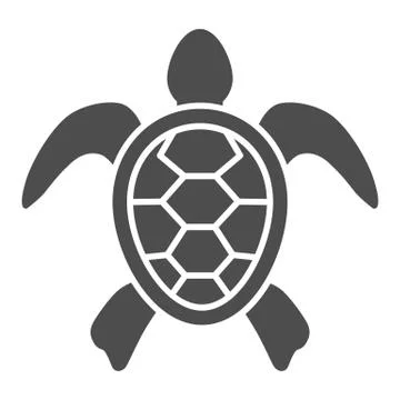 Sea turtle solid icon, ocean animals concept, tortoise sign on white background Illustrazione stock