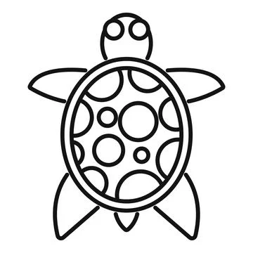 Sea turtle swimming with patterned shell line icon Illustrazione stock