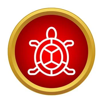 Sea turtle symbol on a red round button Stockillustratie