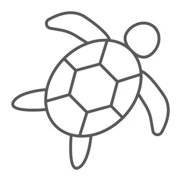Sea turtle thin line icon, animal and underwater, Stock Illustration