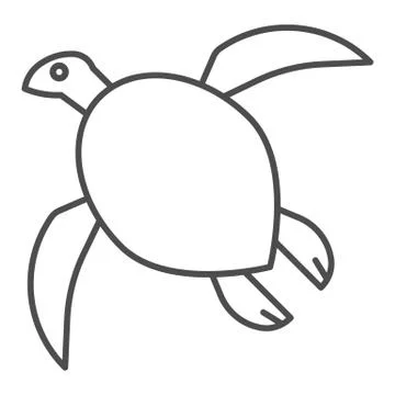 Sea turtle thin line icon, ocean concept, tortoise animal sign on white Illustrazione stock