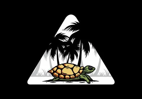 Sea turtle under the coconut tree illustration イラスト素材