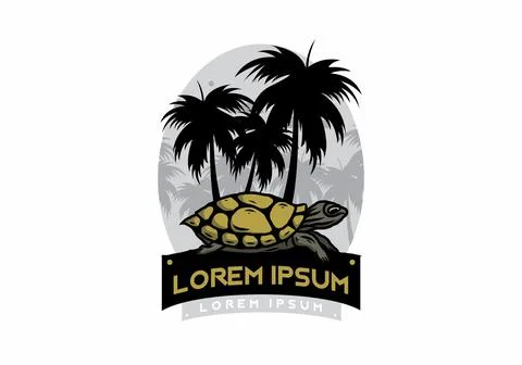Sea turtle under the coconut tree illustration イラスト素材