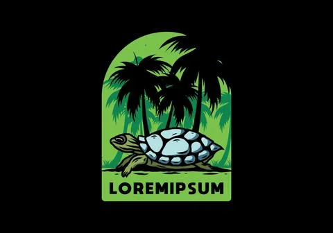 Sea turtle under the coconut tree illustration イラスト素材