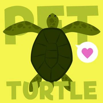 Sea turtle vector poster with top view and text space. Stock Illustration