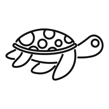 Sea turtle walking with big shell icon vector outline Stock Illustration
