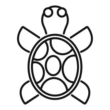 Sea turtle walking with big shell line art drawing 스톡 일러스트