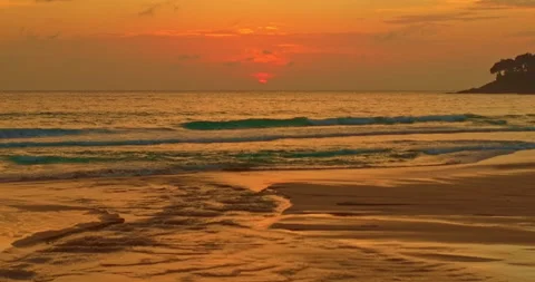 The Sea Under a Sunset Canvas Stock Footage 309139814
