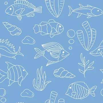 Sea underwater world seamless pattern vector illustration Illustrazione stock
