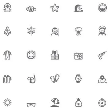 Sea vacations icon set Stock Illustration