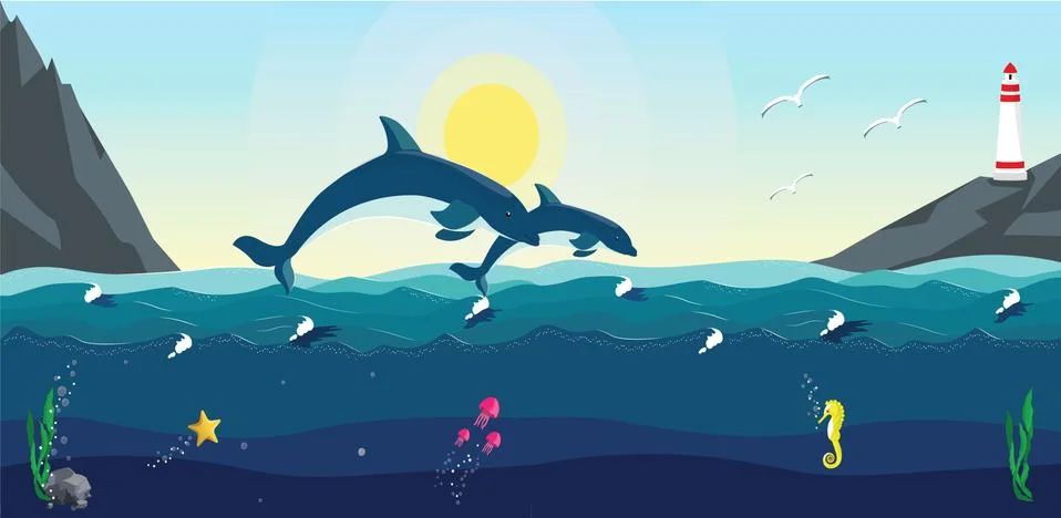 Sea vector landscape. Stock Illustration
