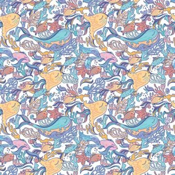 Sea vector pattern Stock Illustration