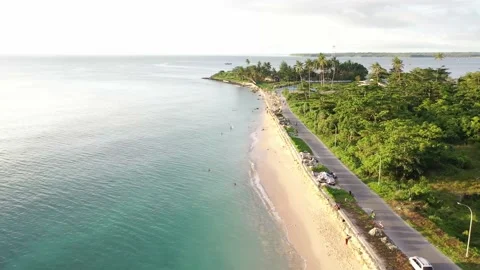 The sea is very close to the highway Stock Footage 238738950