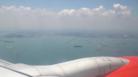 Sea View From The Airplane Stock Footage 244201799