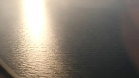 Sea view from airplane window Stock Footage 88779664