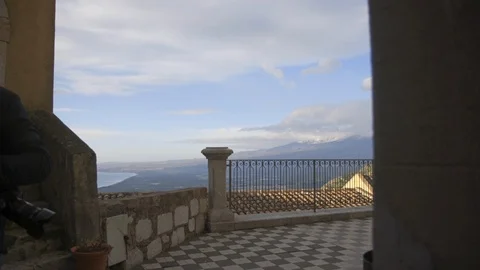 Sea view from the balcony of the bell tower Stock Footage 89972197
