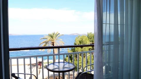 Sea view from balcony Stock Footage 80297337