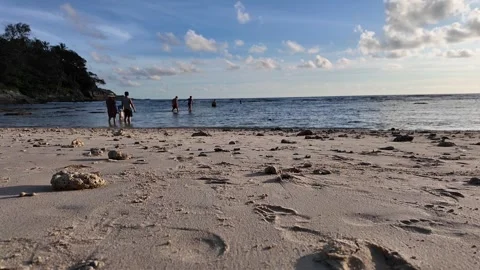 Sea view from the beach with people Stock Footage 296815637