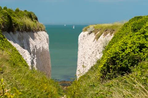 Sea view between two cliffs Stock Photos