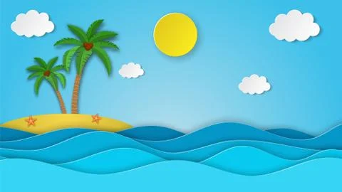 Sea view on clear sky. Illustrazione stock