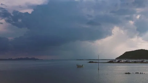 Sea View with Coming Rain Timelapse Video stock 77237965