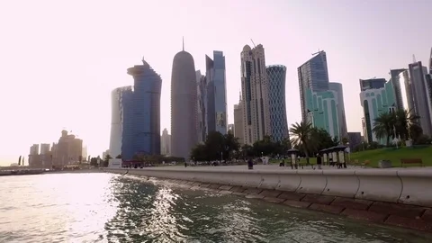 Sea view, Doha city Stock Footage