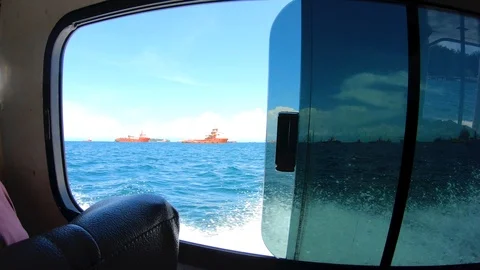 Sea view from inside boat Stock Footage 107163986