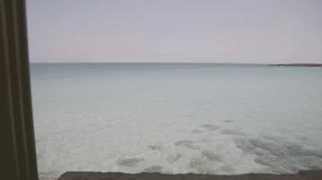 Sea view from the inside through the restaurant window Stock Footage 86075878