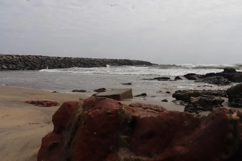 Sea View with Large and Multiple Coastal Stones Stock Photos