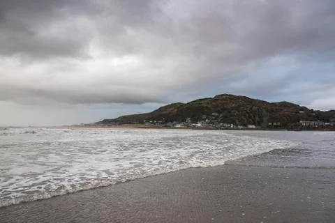 Sea view with a mountain in the background Foto stock