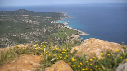 Sea view from the mountain in Cyprus Stock Footage 112368419