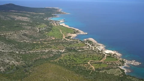 Sea view from the mountain in Cyprus Stock Footage 112368484
