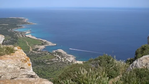 Sea view from the mountain in Cyprus Stock Footage 112369564