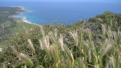 Sea view from the mountain in Cyprus Stock Footage 112370180