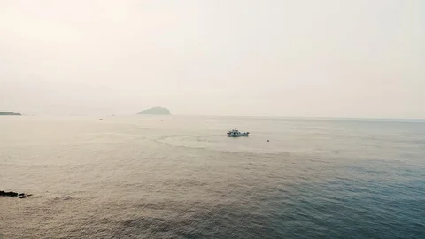 Sea view on the nice summer day: clean blue sea water and smooth waves Stock Footage 103376578