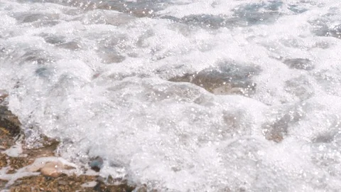 Sea view on the Nice summer day. Sea surface close up shot, blue sky with small Stock Footage 112884892