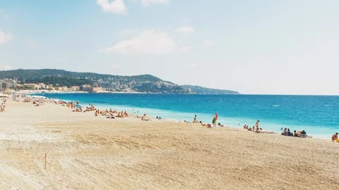 Sea view on the Nice summer day. Sea surface close up shot, blue sky 4k UHD Stock Footage 112985635