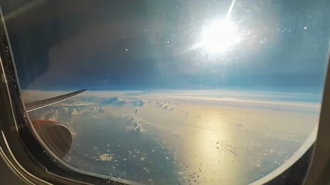 Sea view from plane window Stock Footage 88677916