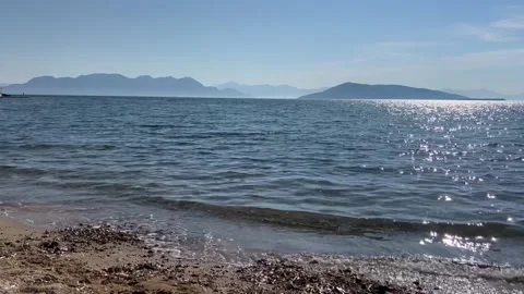 Sea view from a restaurant in Aegina, Greece *NO AUDIO* Stock Footage 238034412