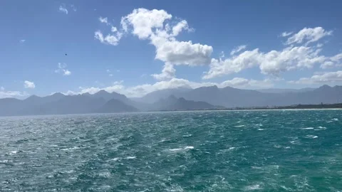Sea view scenery under blue sky on windy day Stock Footage 337163350