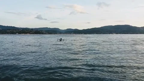 Sea ​​view with small waves and fishing boats Video stock 220046372