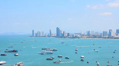 Sea view summer beach holiday travel in Chonburi Pattaya Thailand Vídeo Stock 105212968